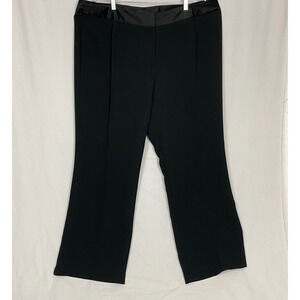 Talbots Dress Pants Women 22W Solid Black Heritage Satin Trim Career 44x32 NEW